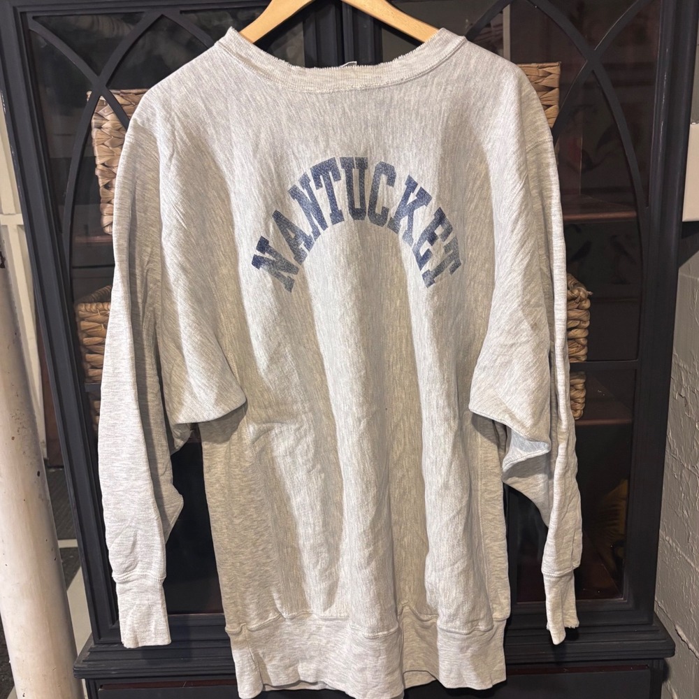 Champion Reverse Weave Sweatshirt Mens XXL Gray Good Nantucket Graphic Pullover